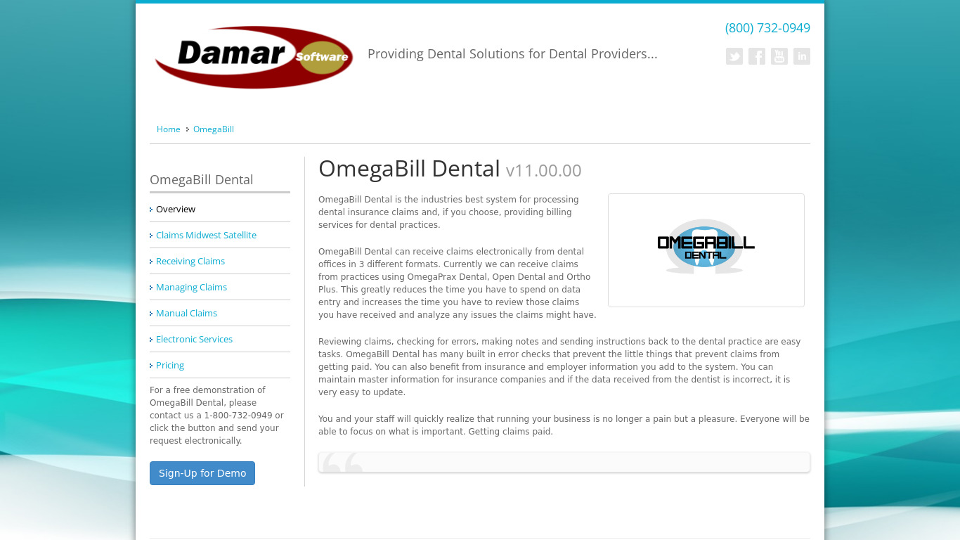 OmegaBill Dental Landing page