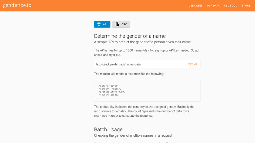 Genderize Landing Page