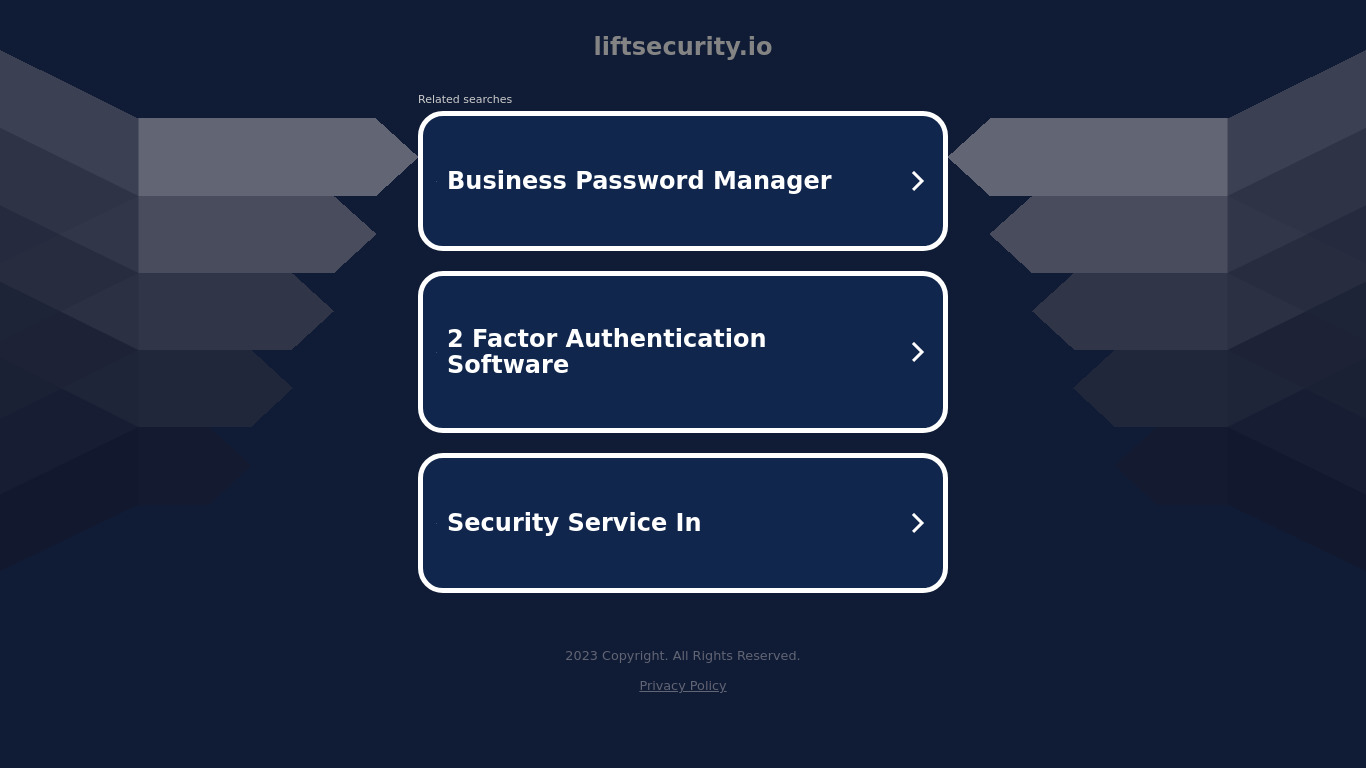Lift Security Landing page