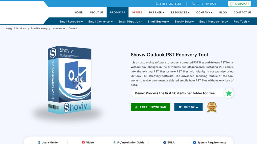 Shoviv Outlook PST Recovery Tool Landing Page