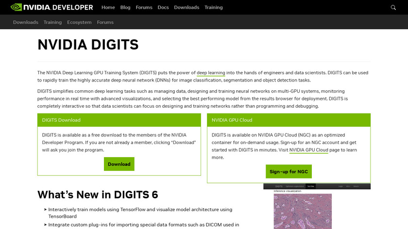 NVIDIA DIGITS Landing Page