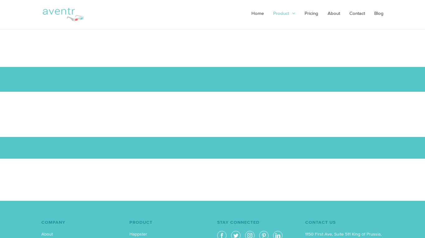Aventr Happster Landing page