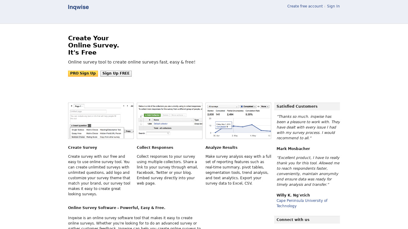 Inqwise Landing page