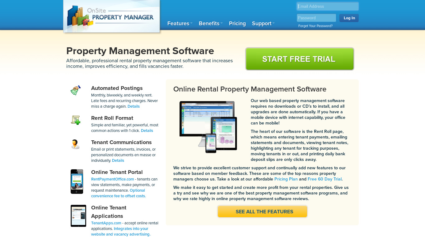 OnSite Property Manager Landing page