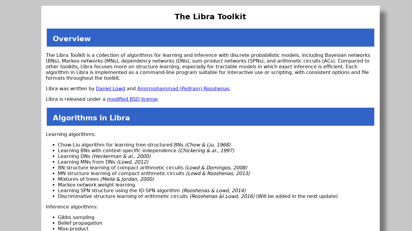The Libra Toolkit Landing page