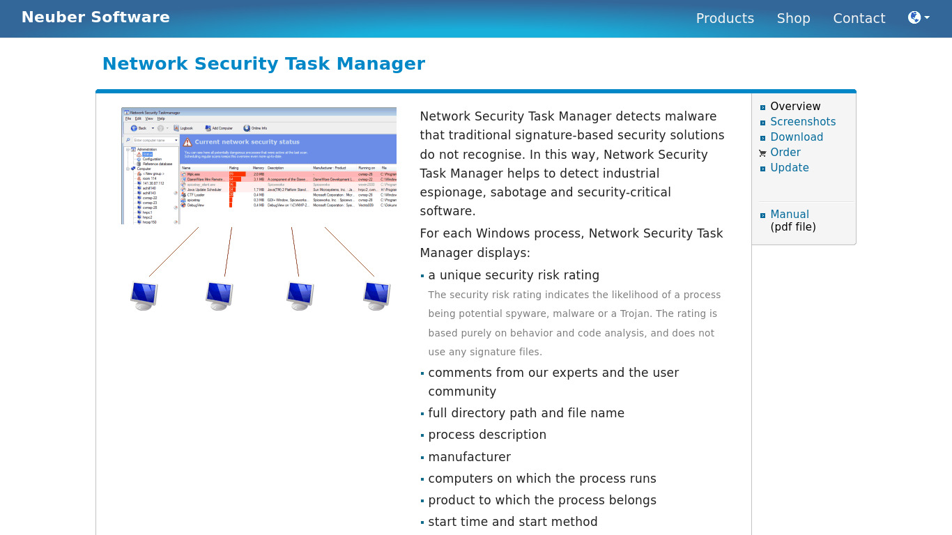 Neuber Network Security Task Manager Landing page
