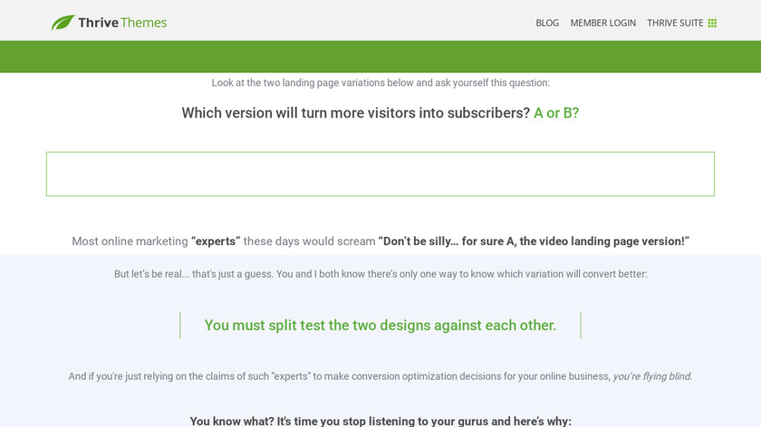 Thrive Optimize Landing Page