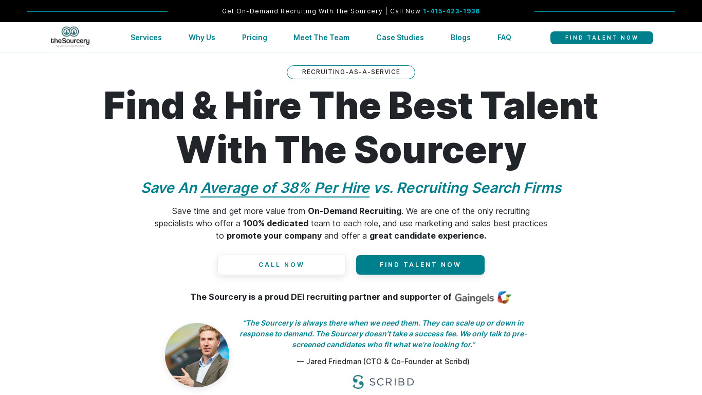 The Sourcery Landing page