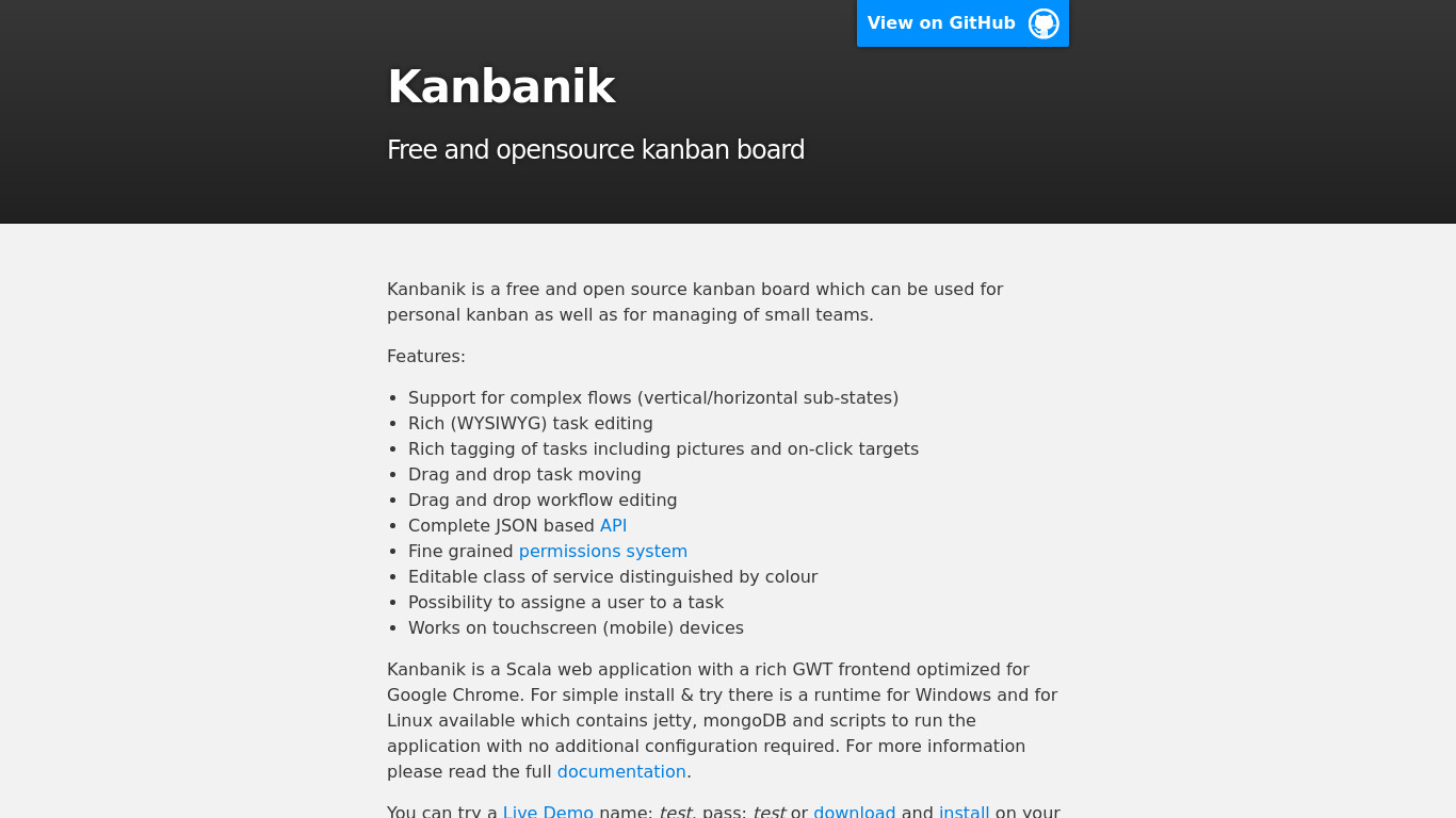 Kanbanik Landing page