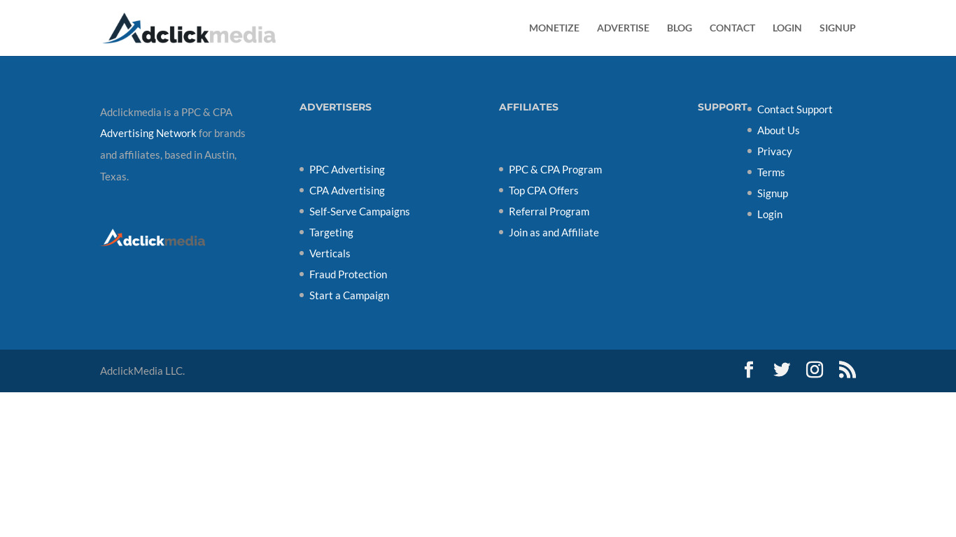 AdClickMedia Landing page