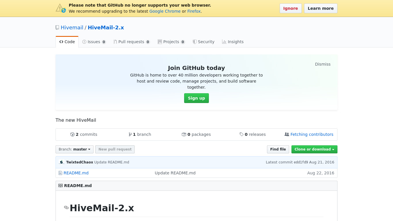 github.com HiveMail-2.x Landing page