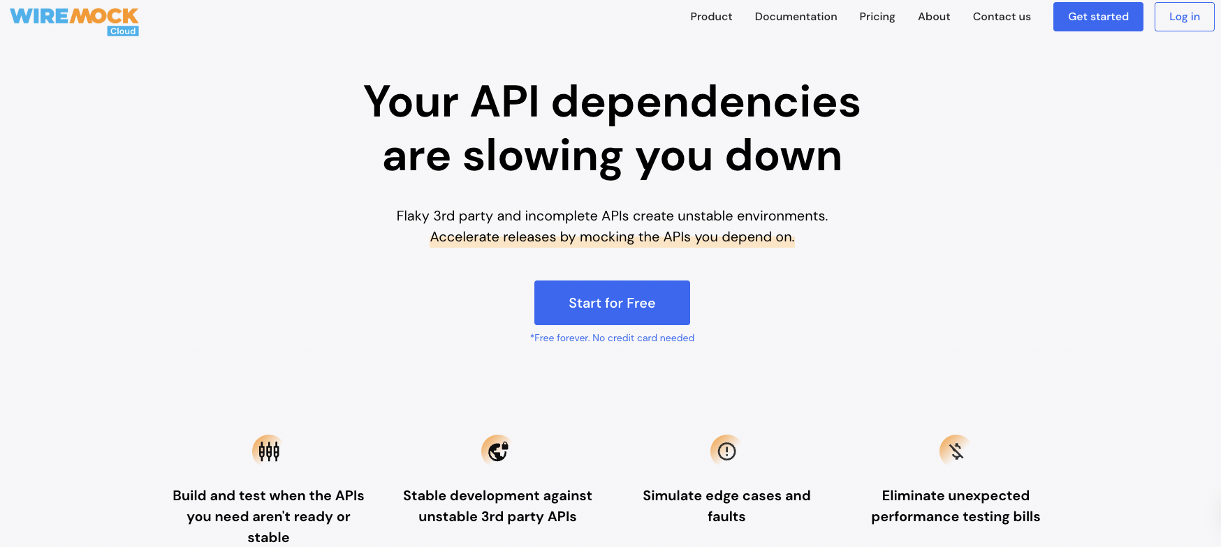 WireMock Cloud Landing page