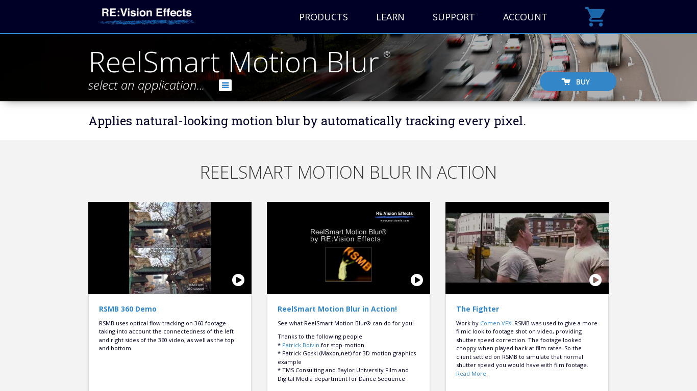 ReelSmart Motion Blur Landing page