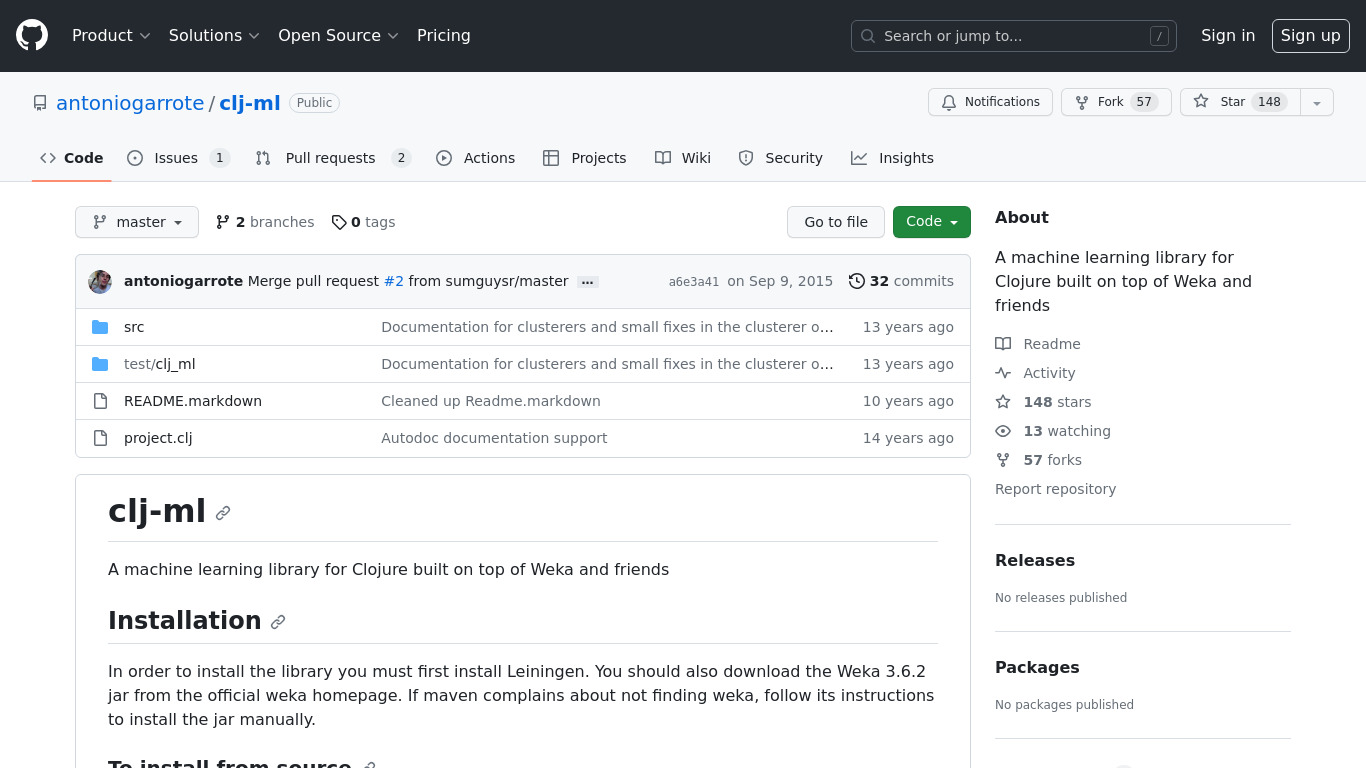 clj-ml Landing page
