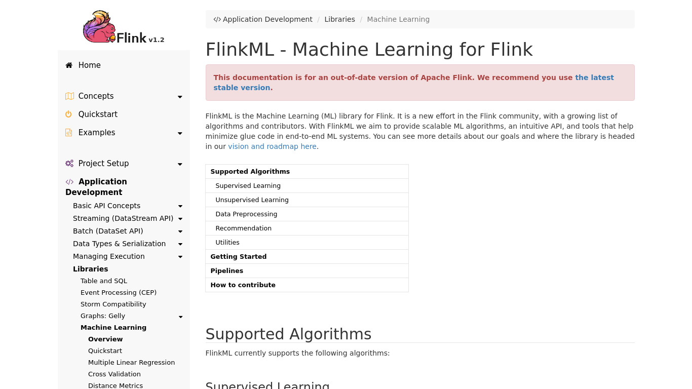 FlinkML Landing page