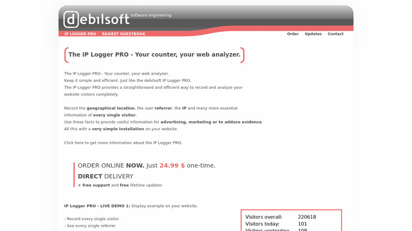 Debilsoft IP Logger Landing Page