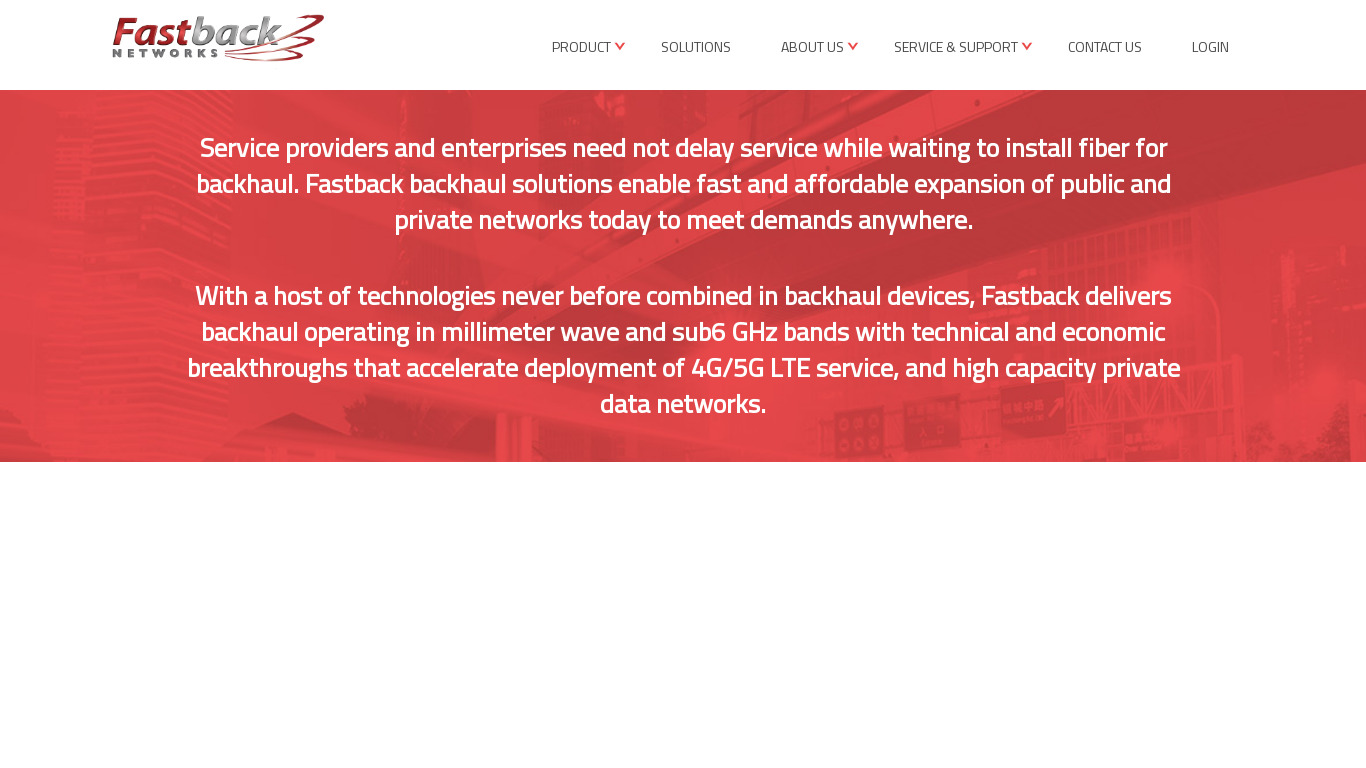Fastback Networks Landing page