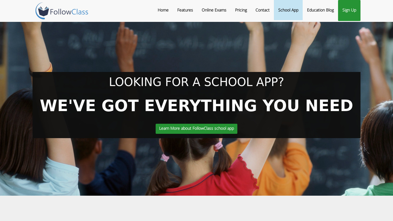 FollowClass School App Landing page