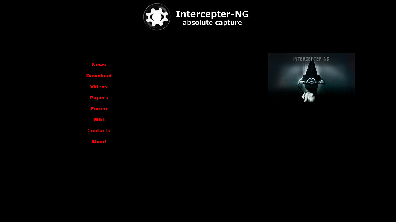 Intercepter-NG Landing page