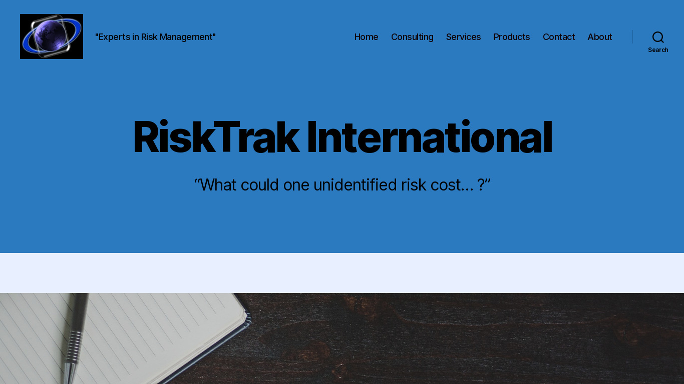 RiskTrak Landing page