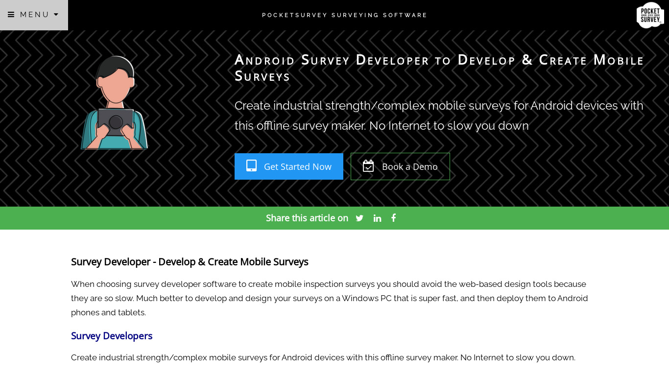 Android Survey Developer Landing page