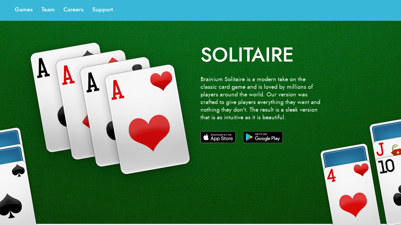 Solitaire by Brainium Landing page
