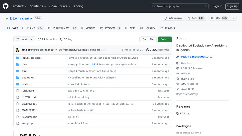 DEAP Landing Page