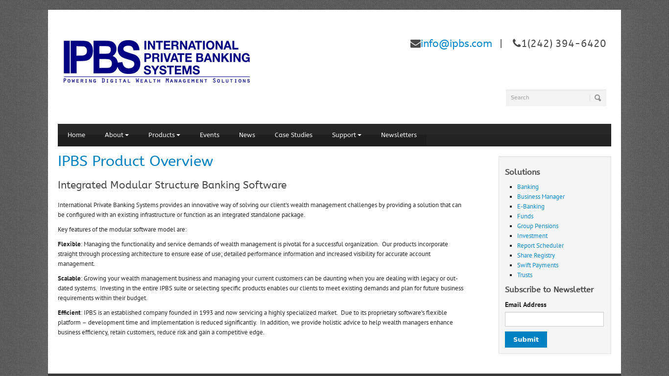 IPBS Landing page
