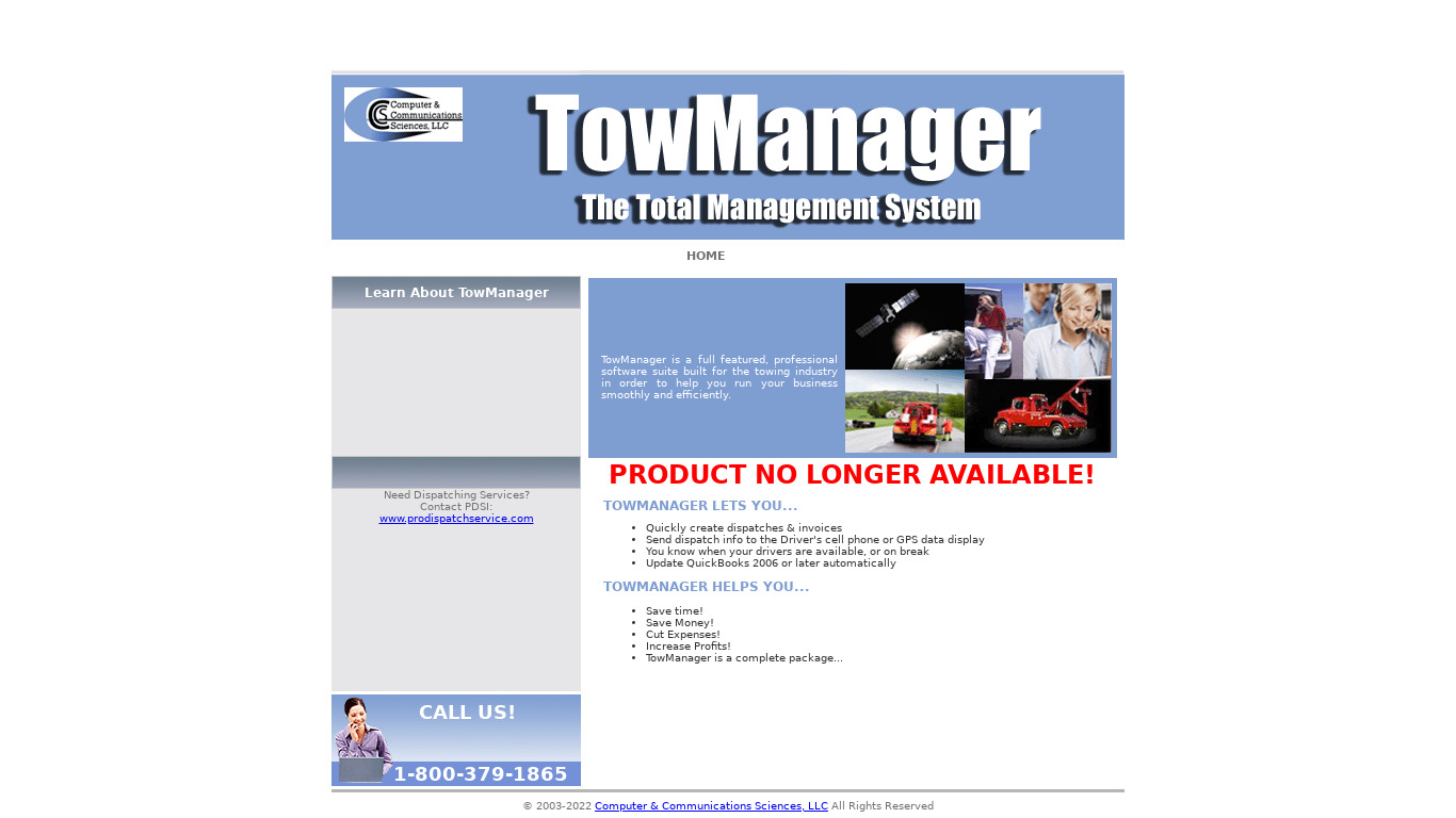 TowManager Landing page