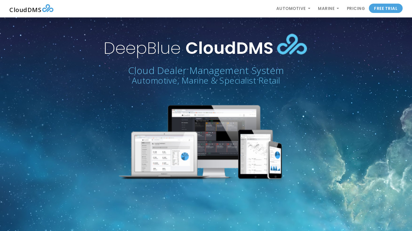 DeepBlue CloudDMS Landing page
