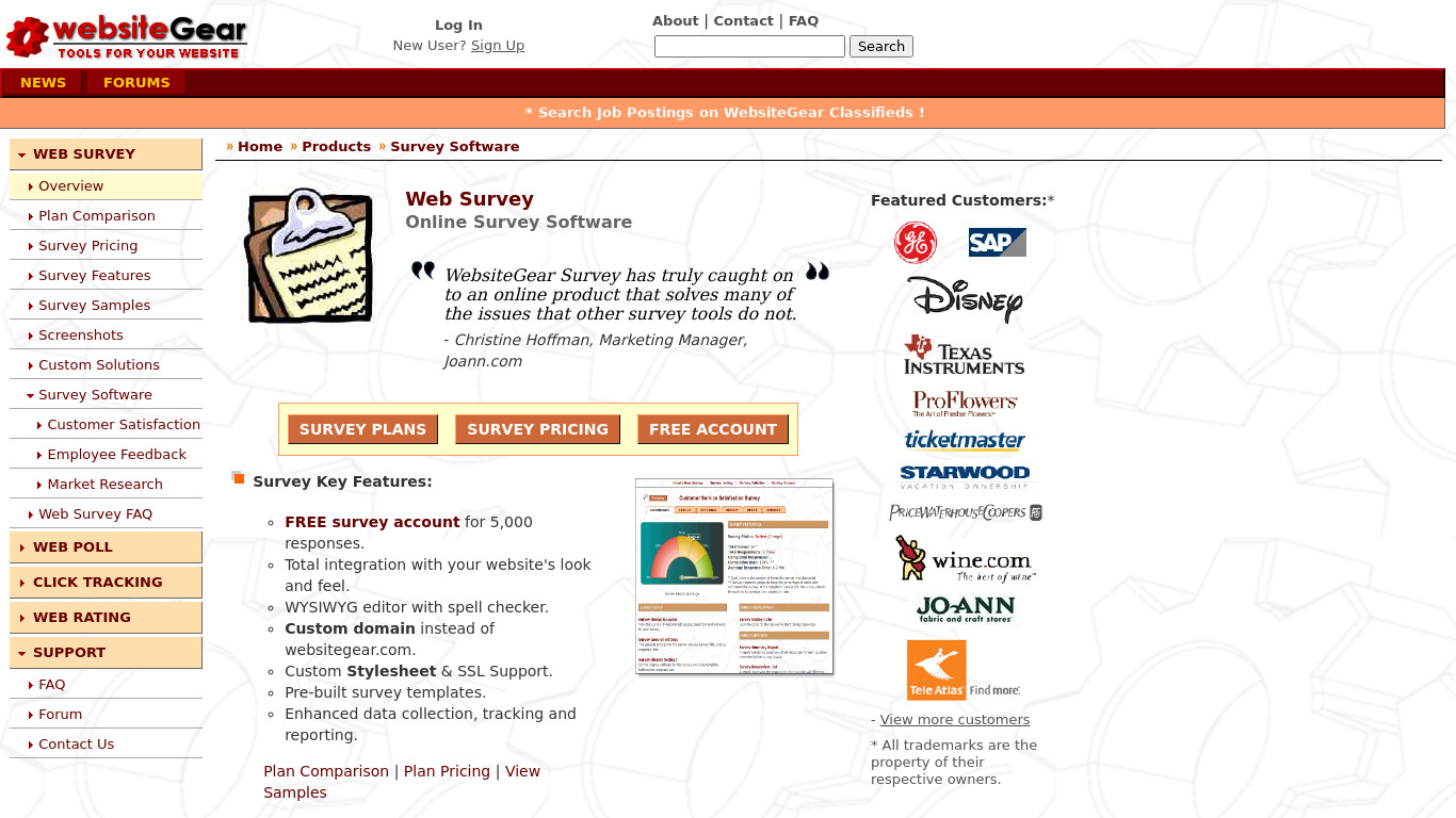 WebsiteGear Web Survey Landing page