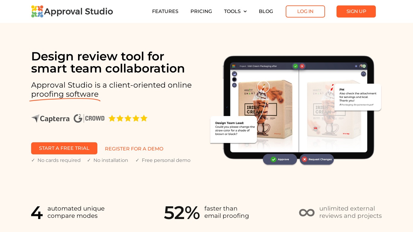 Approval Studio Landing page