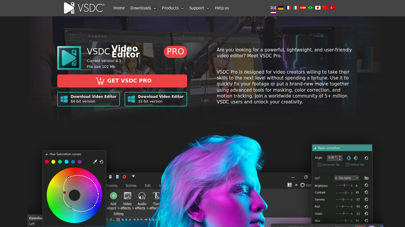 VSDC Video Editor Pro Landing page
