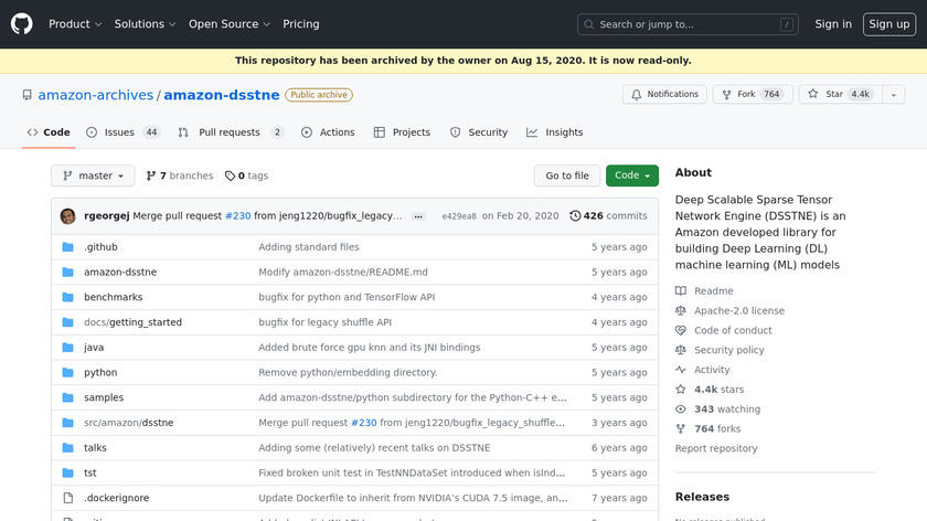 Amazon DSSTNE Landing Page
