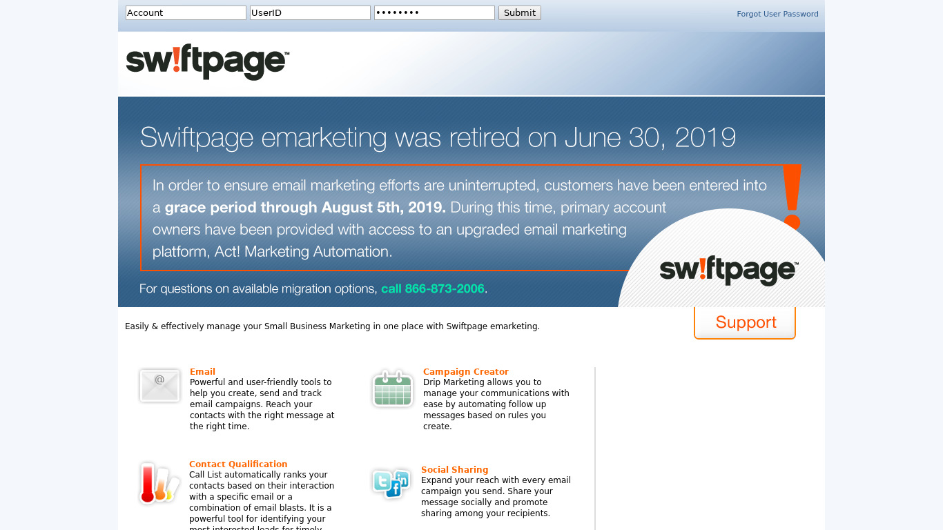 Swiftpage Landing page