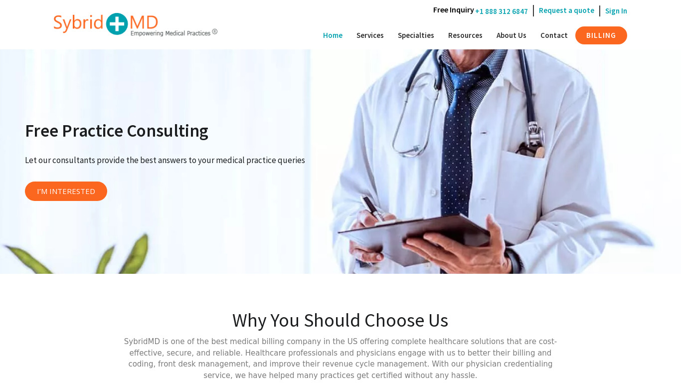 Sybrid MD Landing page
