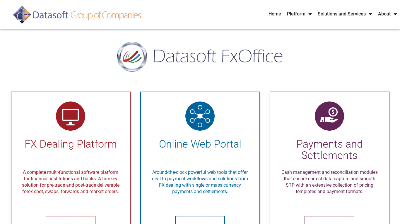 Datasoft FxOffice Landing page
