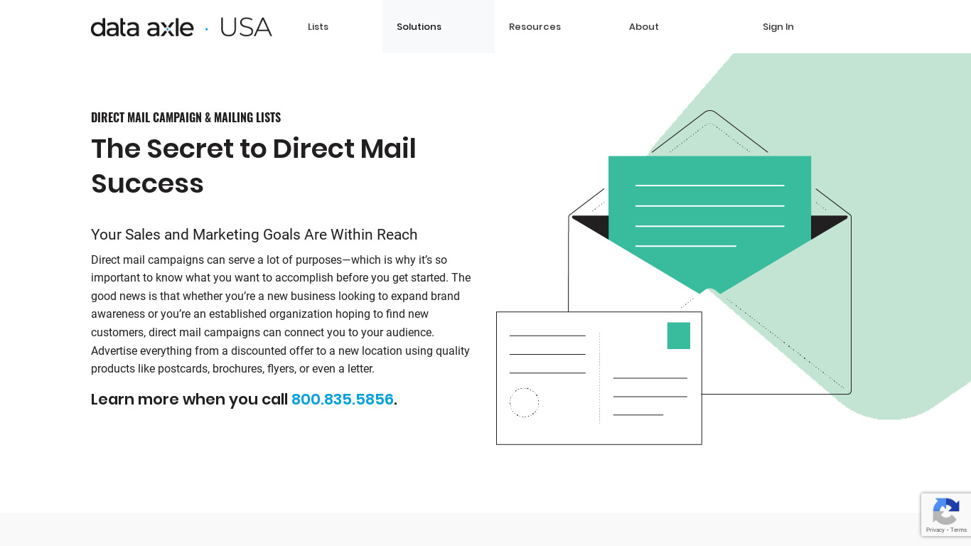InfoUSA Direct Mail Landing page