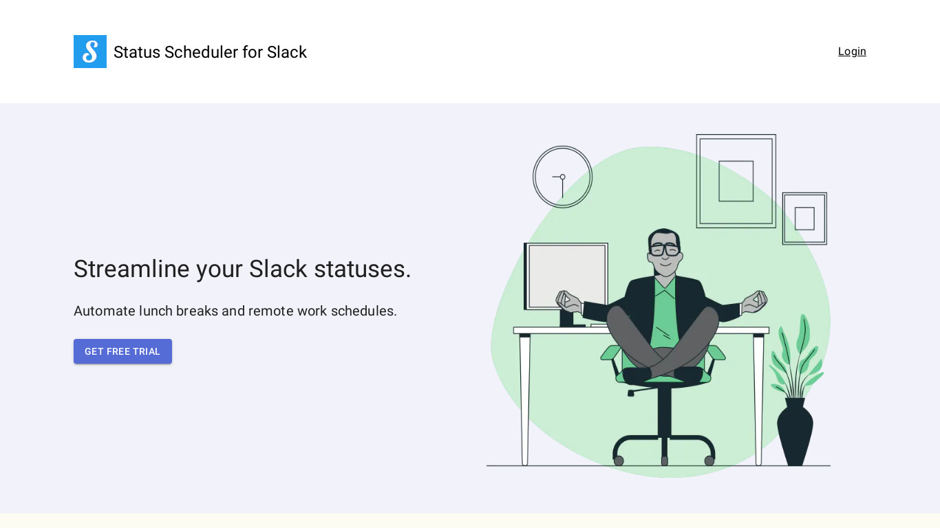 Status Scheduler for Slack Landing page