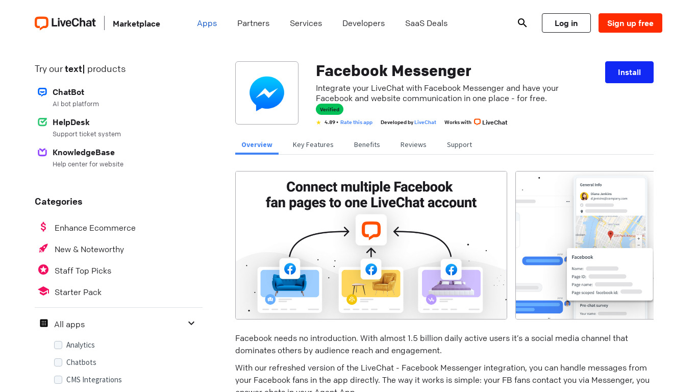 LiveChat Messenger Integration Landing page
