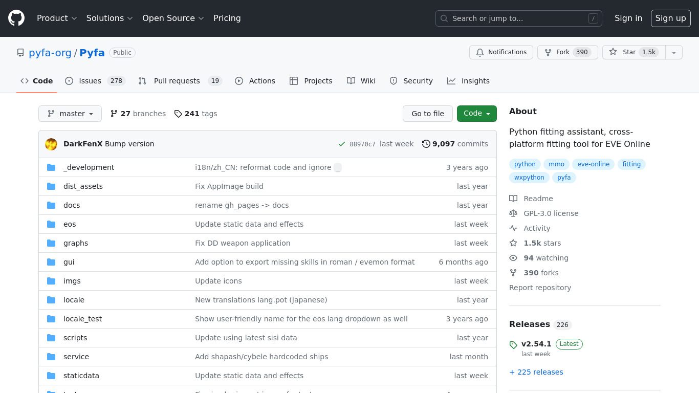 Pyfa Landing page