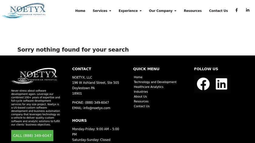 NOETYX Visual Sales Manager Landing Page