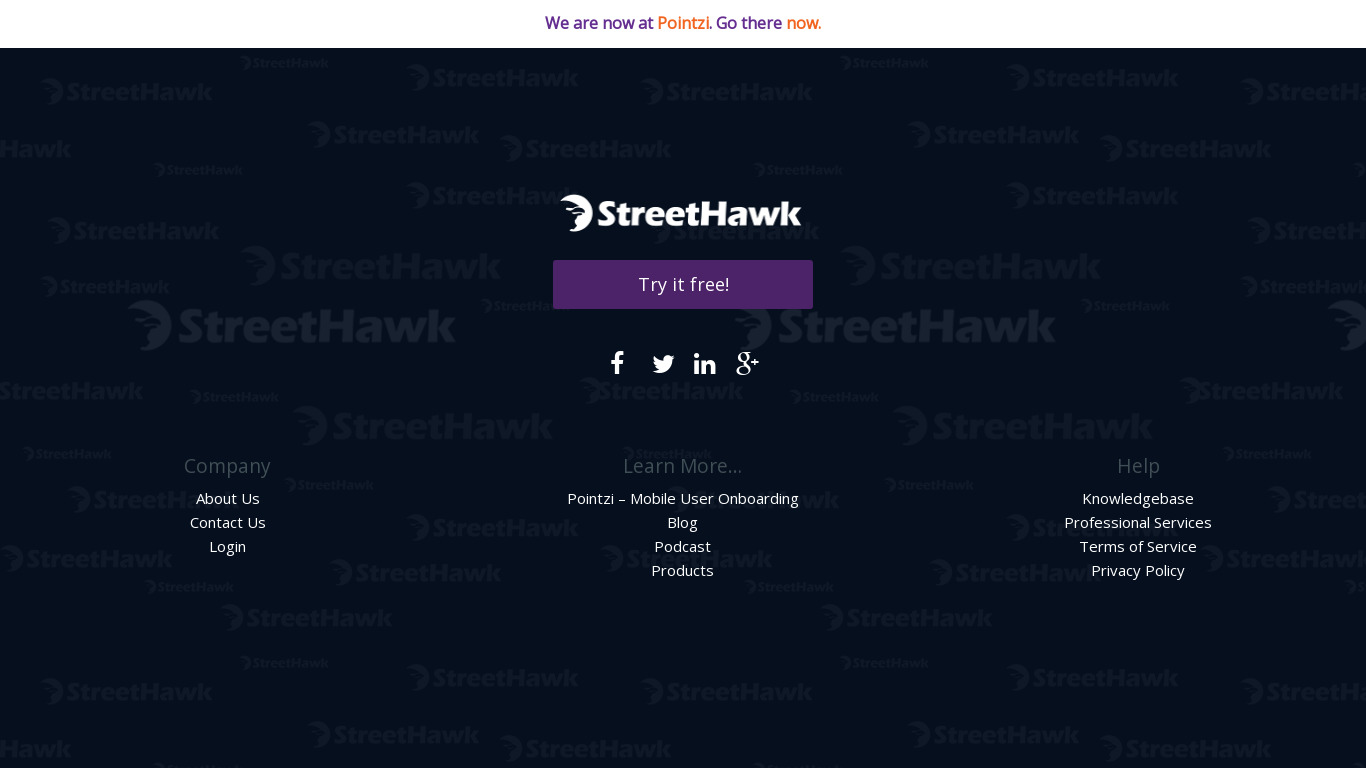 StreetHawk Landing page