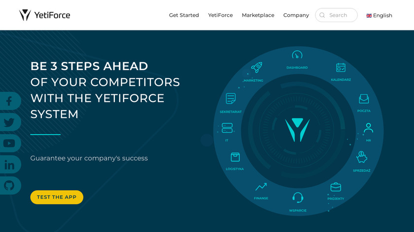 YetiForce CRM Landing Page