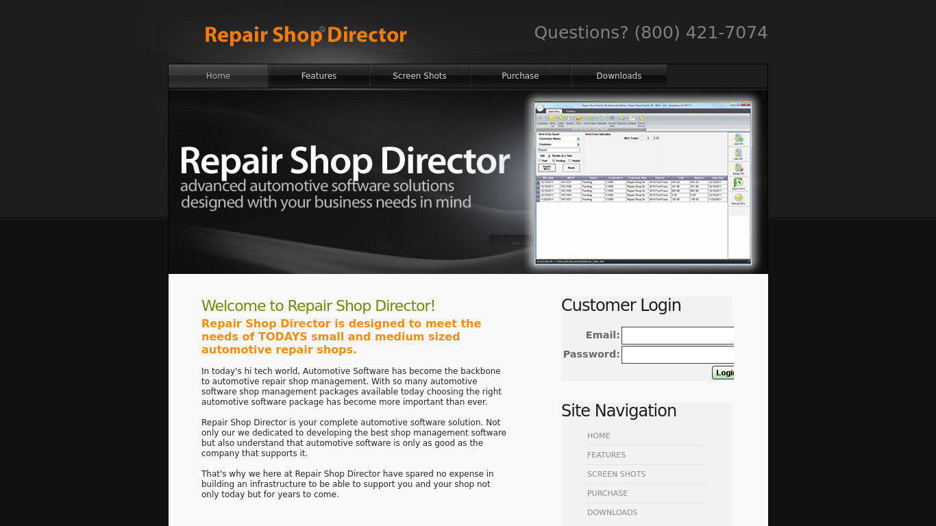 Repair Shop Director Landing page