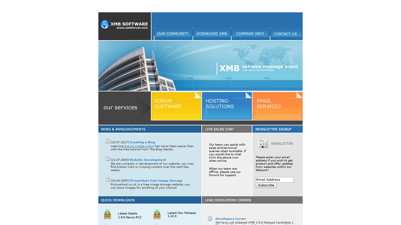 XMB Software Landing page