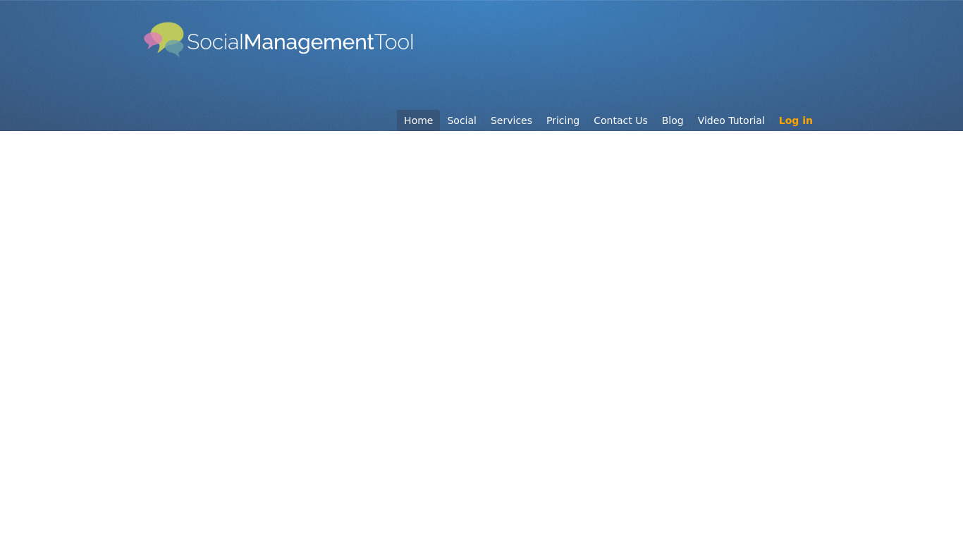 Social Media Management Tool Landing page