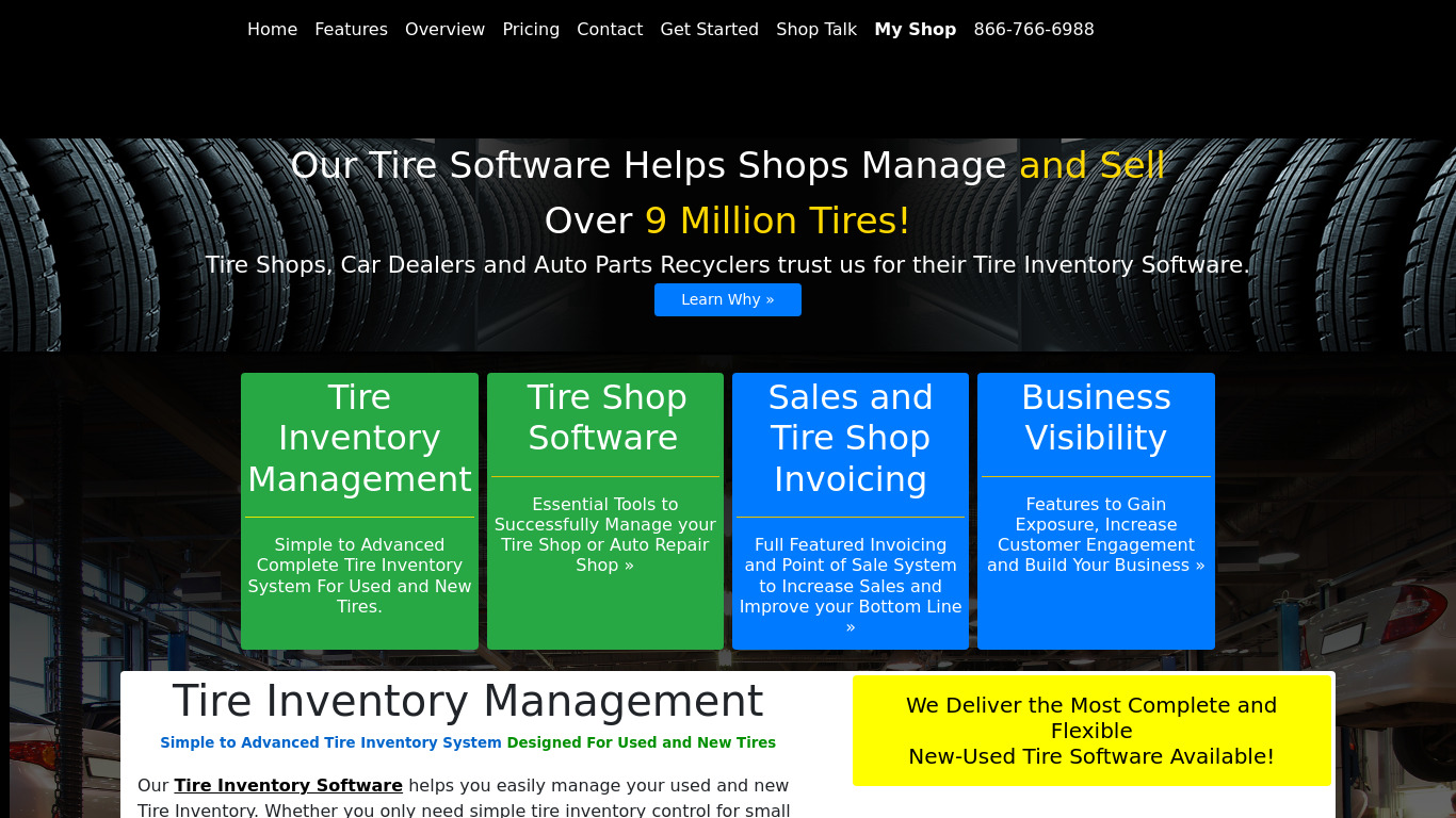 Used Tire Shop Landing page