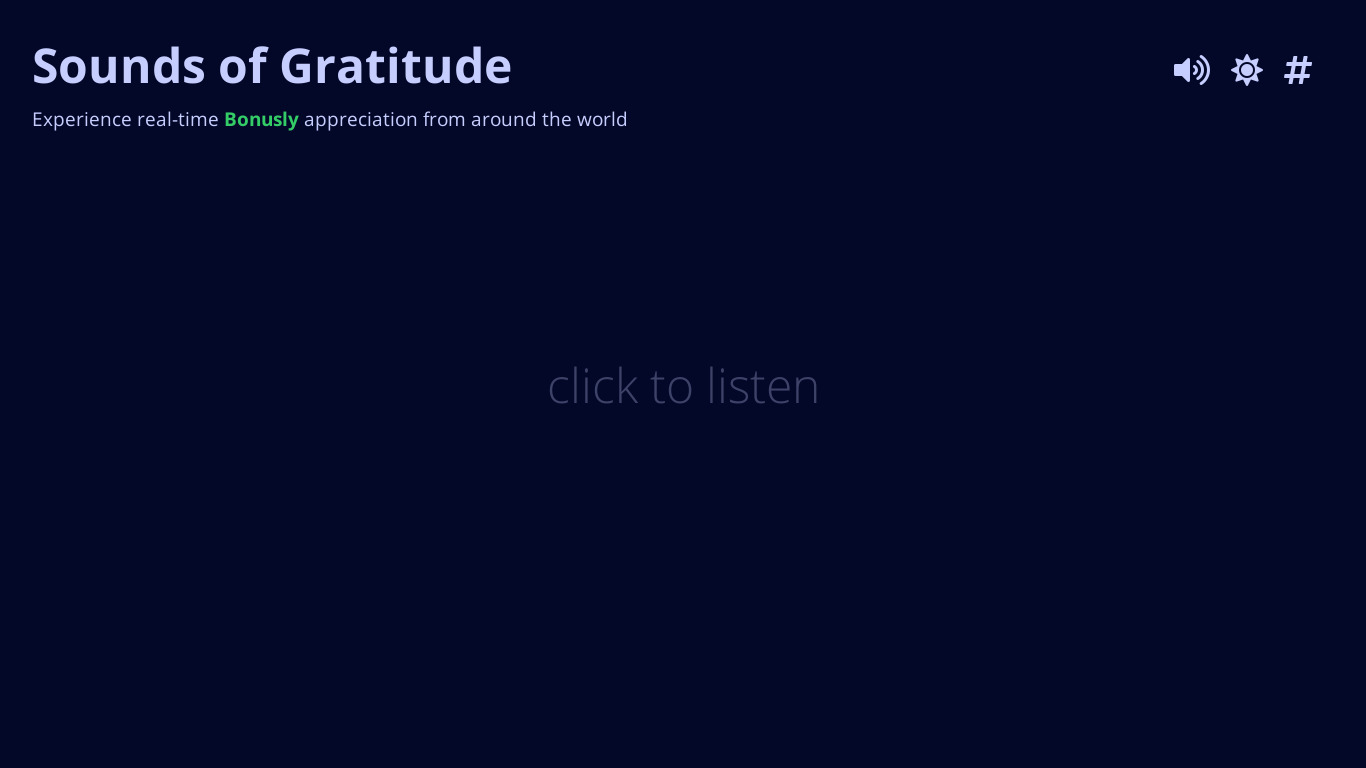 Sounds of Gratitude by Bonusly Landing page