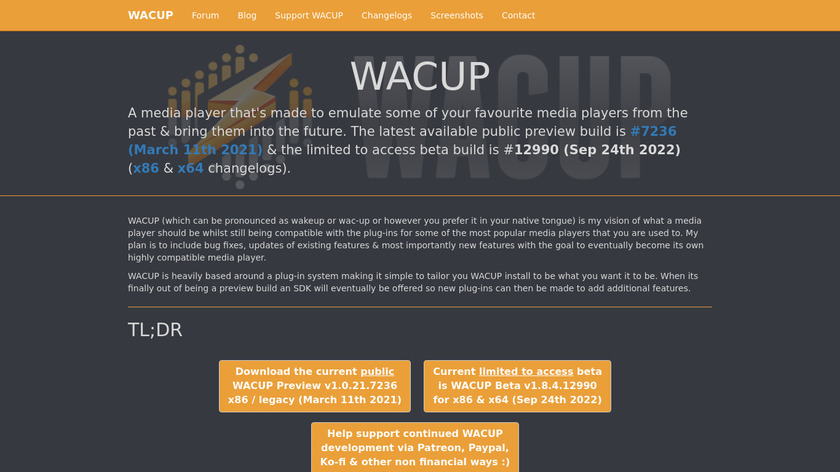 WACUP Landing Page